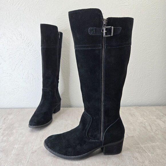 Born Of Concept Knee High Boots 7.5 Black Suede Equestrian Western Riding Tall - Picture 1 of 15